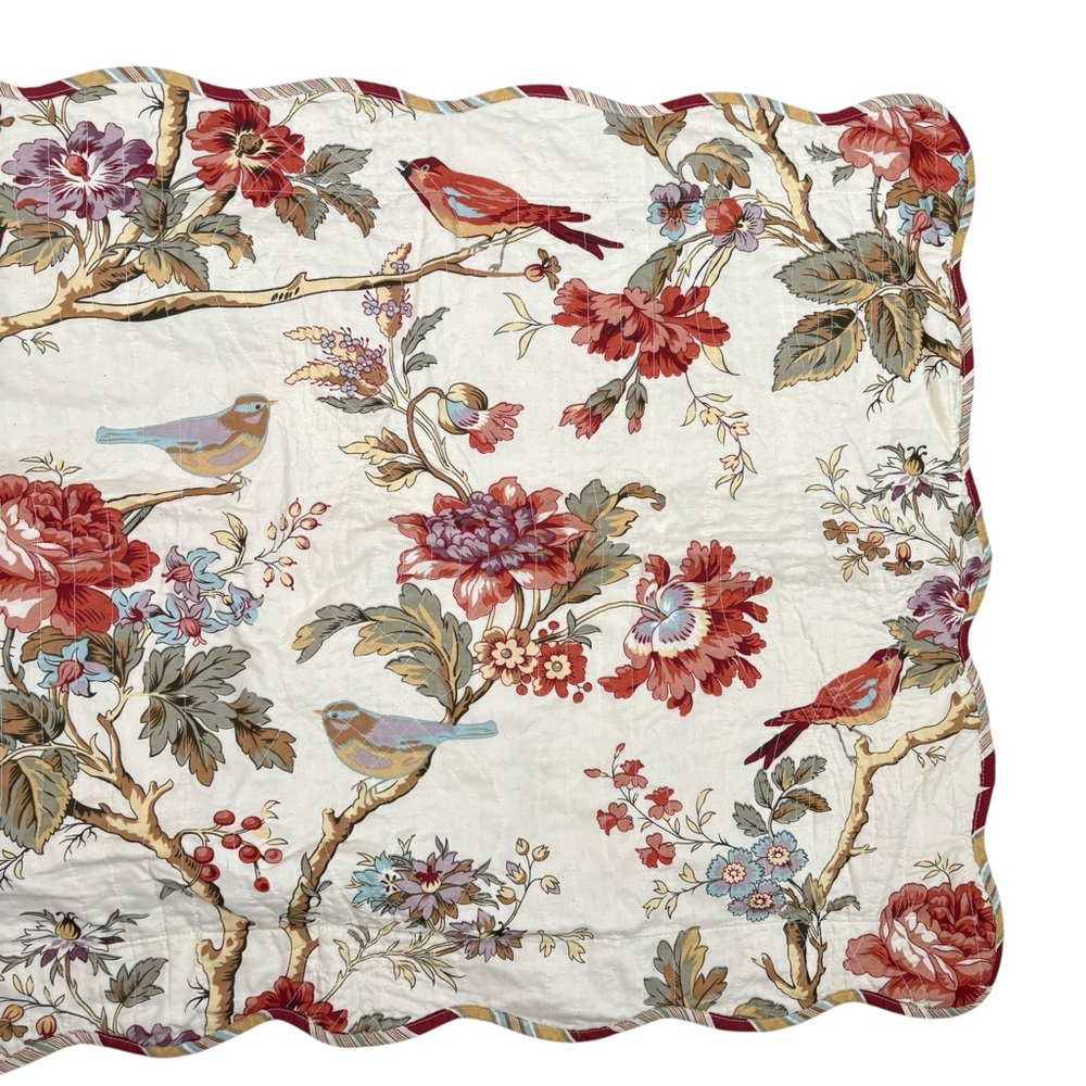 Waverly Charleston Chirp Quilted King Pillow Sham Scalloped Edge Floral - Picture 3 of 9